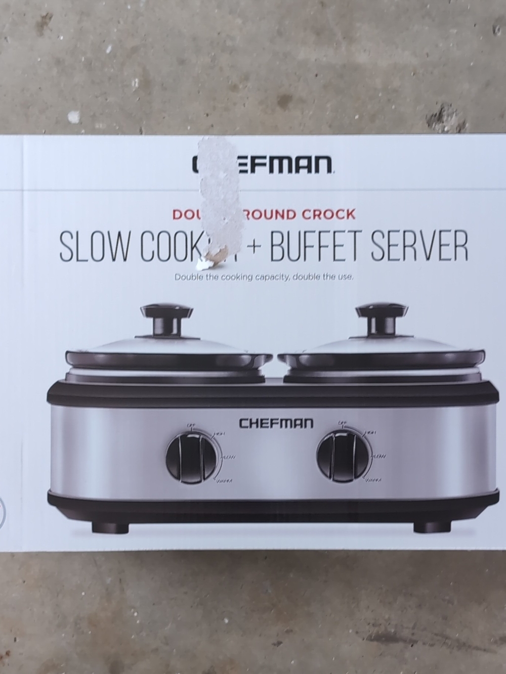 Chefman Silver Double Crock Slow Cooker & Buffet Server